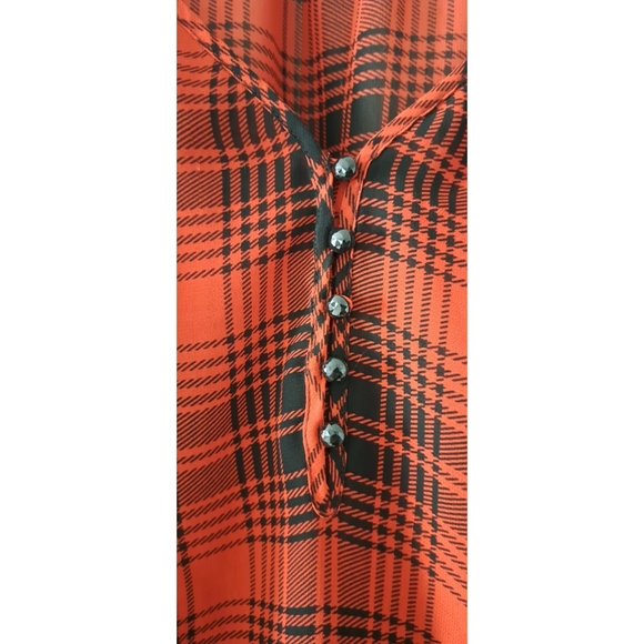 Chaps Sheer Plaid Top - Picture 3 of 7